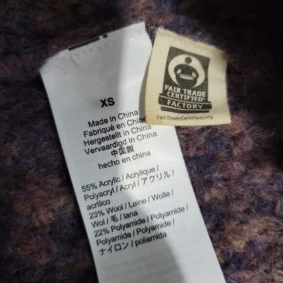 Madewell Pointelle Sweater Purple Mock Neck Cable Knit Pullover Chunky Boxy XS - Picture 11 of 12